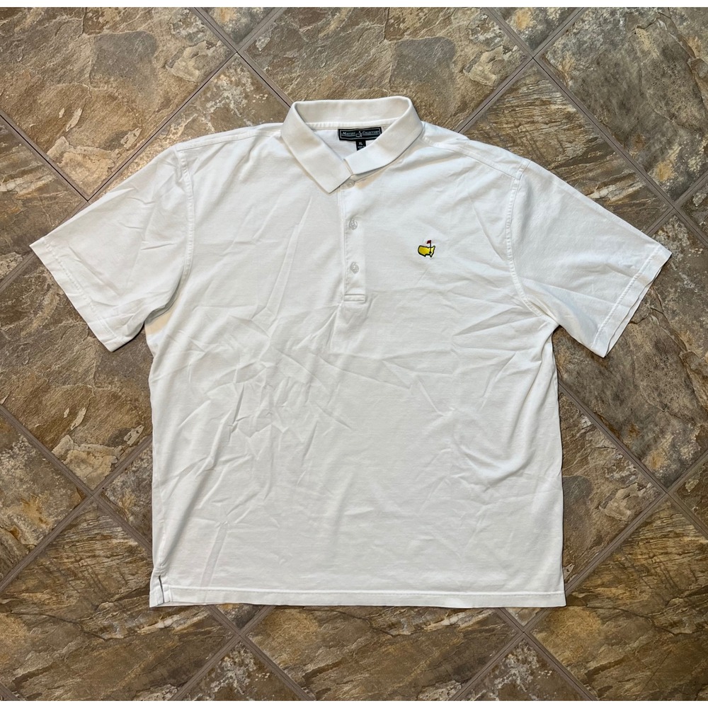 Masters Collection Polo Shirt Mens XL White Pima Cotton Golf Logo Short Sleeve